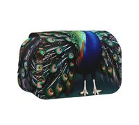 MDATT Hermoso estuche con estampado de pavo real para adultos, estuche de transporte duradero para bolígrafos, Black, Talla única, Organizador de bolsas
