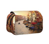 MDATT Hermoso estuche con impresión de vista al canal de Venecia para adultos, estuche de transporte duradero para bolígrafos, Black, Talla única, Organizador de bolsas