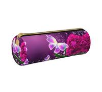 MDATT Hermoso estuche de mano para bolígrafos y lápices, diseño floral de mariposa morada, bolsa de papelería multiusos para estudiantes universitarios de secundaria, White, Talla única, Organizador