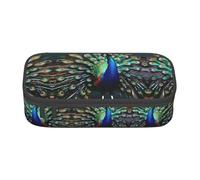 MDATT Hermoso estuche escolar de pavo real, bolsa para lápices con múltiples ranuras, bonita bolsa portátil para bolígrafos, estuches para la escuela y la oficina, Black, Talla única, Organizador de
