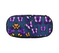 MDATT Hermoso estuche grande de mariposa morada, organizador suave con cremallera, estuche portátil para adultos, Black, Talla única, Organizador de bolsas