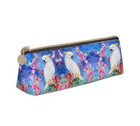 MDATT Hermoso estuche multifuncional de piel con diseño triangular clásico de cacatúa con gran capacidad de almacenamiento, White, Talla única, Bolsa de maquillaje