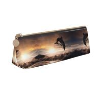 MDATT Hermoso estuche multifuncional de piel con diseño triangular clásico de gran capacidad de almacenamiento, White, Talla única, Bolsa de maquillaje