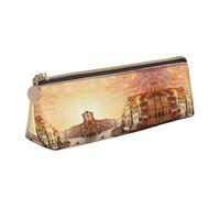 MDATT Hermoso estuche multifuncional de piel con vista al canal de Venecia con gran capacidad de almacenamiento, diseño triangular clásico, White, Talla única, Bolsa de maquillaje