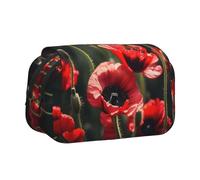 MDATT Hermoso estuche para lápices con estampado de amapola roja para adultos, estuche de transporte duradero para bolígrafos, Black, Talla única, Organizador de bolsas