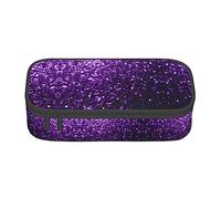 MDATT Hermoso estuche para lápices de colores con purpurina morada con cremallera, organizador para oficina, viajes, caja, Black, Talla única, Maleta