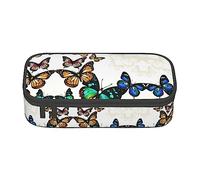 MDATT Hermoso estuche para lápices de colores de mariposa verde y amarillo con cremallera, organizador para oficina y viaje, Black, Talla única, Maleta