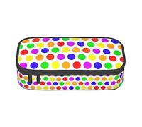 MDATT Hermoso estuche para lápices de lunares coloridos con cremallera, organizador para oficina y viaje, Black, Talla única, Maleta