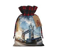 MDATT Historic Old Tower Bridge Londres Bolsas de regalo con cordón, bolsas de regalo de 5 x 7 pulgadas para bodas, fiestas, Navidad, cumpleaños, decoración de Halloween
