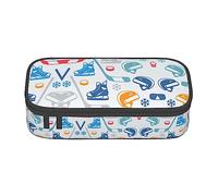 MDATT Hockey Elements Creative Patterned Colorful Pencil Case Bag with Zipper Pouch Organizer for Office Travel Holder Box, Black, Talla única, Maleta
