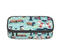MDATT Hot Dogs and Lemonade Colorful Pencil Case Bag with Zipper Pouch Organizer for Office Travel Holder Box, Black, Talla única, Maleta
