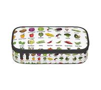 MDATT Introducción de varios vegetales colorido lápiz estuche bolsa con cremallera bolsa organizador para oficina viaje titular caja, Black, Talla única, Maleta