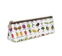 MDATT Introducción de varios vegetales - Estuche multifuncional de cuero con gran capacidad de almacenamiento, diseño triangular clásico, White, Talla única, Bolsa de maquillaje