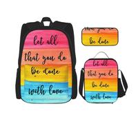 MDATT Let All You Do Be Done with Love - Mochila con fiambrera, mochila de anime, mochila escolar, mochila para tres personas, Black, Talla única, Juego de mochila escolar