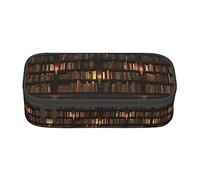 MDATT Library Bookshelf Book Colorful Pencil Pen Case Bag with Zipper Pouch Organizer for Office Travel Holder Box, Black, Talla única, Maleta