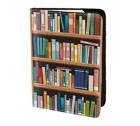 MDATT Library Bookshelf. Cartera de viaje con estampado de piel de vacuno para mujeres y hombres, organizador de documentos, soporte para pasaportes para viajes, Black, Talla única