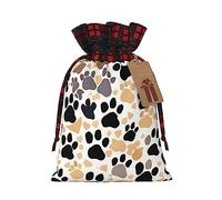MDATT Lindas bolsas de regalo de Navidad con huellas de perro, pequeñas bolsas de regalo de Navidad, recuerdos de boda, regalos de Halloween, etc. 8 x 12 pulgadas