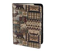MDATT Lodge Bear - Cartera de viaje con estampado de ciervos para mujeres y hombres, organizador de documentos, soporte para pasaportes para viajes, Black, Talla única