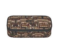 MDATT Lodge Bear Deer Colorful Pencil Case Bag with Zipper Pouch Organizer for Office Travel Holder Box, Black, Talla única, Maleta
