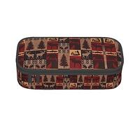 MDATT Lodge Bear Deer Fish Colorful Pencil Case Bag with Zipper Pouch Organizer for Office Travel Holder Box, Black, Talla única, Maleta