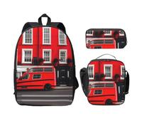 MDATT London Street - Mochilas con estuche para el almuerzo, bolsa ligera para libros para excursiones de camping, Black, Talla única, Organizador de bolsas