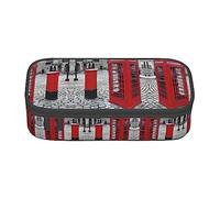 MDATT Londres Red Telephone Booth Colorful Pencil Case Bag with Zipper Pouch Organizer for Office Travel Holder Box, Black, Talla única, Maleta