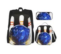 MDATT Mochila colorida con pelotas deportivas con fiambrera, mochila de anime, mochila escolar, mochila para tres personas, Black, Talla única, Juego de mochila escolar