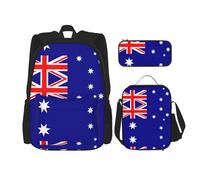 MDATT Mochila con bandera china con lonchera y estuche de lápices de 3 pulgadas, mochilas Kawaii con bolsa de almuerzo a juego, Bandera de Australia, Talla única, Mochilas de día