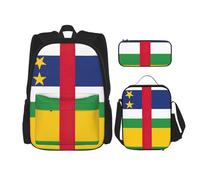 MDATT Mochila con bandera china con lonchera y estuche de lápices de 3 pulgadas, mochilas Kawaii con bolsa de almuerzo a juego, Bandera de África Central, Talla única, Mochilas de día