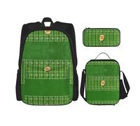MDATT Mochila con bandera de España americana para niñas, mochila escolar con lonchera y estuche 3 en 1, juego de bolsas escolares, Deporte de pelota de fútbol americano, Talla única