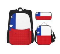 MDATT Mochila con diseño de bandera de Georgia con lonchera y estuche de lápices de 3 pulgadas, mochilas Kawaii con bolsa de almuerzo a juego, Bandera de Chile, Talla única, Mochilas de día