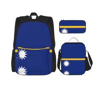 MDATT Mochila con la bandera de Arabia Saudita con lonchera y estuche de lápices de 3 pulgadas, mochilas Kawaii con bolsa de almuerzo a juego, Bandera de Nauru, Talla única, Mochilas daypack
