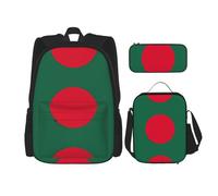 MDATT Mochila con la bandera de Azerbaiyán con lonchera y estuche de lápices de 3 pulgadas, mochilas Kawaii con bolsa de almuerzo a juego, Bandera de Bangladesh, Talla única, Mochilas daypack