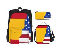 MDATT Mochila con la bandera de España americana con fiambrera, mochila de anime, mochila escolar, mochila para tres personas, Black, Talla única, Juego de mochila escolar