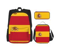 MDATT Mochila con la bandera de Tailandia con lonchera y estuche de lápices de 3 pulgadas, mochilas Kawaii con bolsa de almuerzo a juego, Bandera española, Talla única, Mochilas daypack