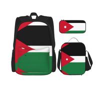 MDATT Mochila con la bandera del estado de Kentucky con lonchera y estuche de lápices de 3 pulgadas, mochilas Kawaii con bolsa de almuerzo a juego, Bandera de Jordania, Talla única, Mochilas daypack