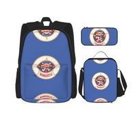 MDATT Mochila con la bandera noruega con lonchera y estuche de lápices de 3 pulgadas, mochilas Kawaii con bolsa de almuerzo a juego, Bandera del estado de Minnesota, Talla única, Mochilas daypack