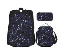 MDATT Mochila con patrón de purpurina para niñas, mochila escolar con lonchera y estuche 3 en 1, juego de bolsas escolares, brilla en la oscuridad, Talla única