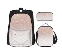 MDATT Mochila con patrón de purpurina para niñas, mochila escolar con lonchera y estuche 3 en 1, juego de bolsas escolares, Bonito patrón brillante, Talla única