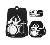 MDATT Mochila de batería con fiambrera, mochila de anime, mochila escolar, mochila para tres personas, Black, Talla única, Juego de mochila escolar