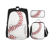 MDATT Mochila de béisbol y guante para niñas, mochilas escolares con lonchera y estuche para lápices, juego de bolsas escolares 3 en 1, Encaje de béisbol de cerca, Talla única