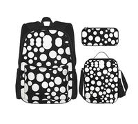 MDATT Mochila de calavera humana en blanco y negro para niñas, mochila escolar con lonchera y estuche 3 en 1, juego de bolsas escolares, negro/blanco, Talla única