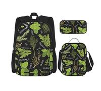 MDATT Mochila de campo de golf de playa para niñas, mochilas escolares con lonchera y estuche 3 en 1, juego de bolsas escolares, Albahaca, tomillo, eneldo y romero, Talla única