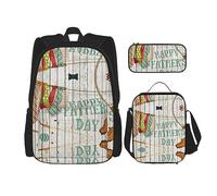 MDATT Mochila de conejillo de indias para niñas con lonchera y estuche escolar 3 en 1, Feliz Día del Padre, Talla única
