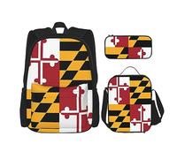 MDATT Mochila de juego de gimnasia para niñas, mochilas escolares con lonchera y estuche para lápices, juego de bolsas escolares 3 en 1, Bandera de Maryland, Talla única