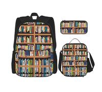 MDATT Mochila de leopardo para niñas, mochila escolar con lonchera y estuche 3 en 1, juego de bolsas escolares, Librería Biblioteca, Talla única