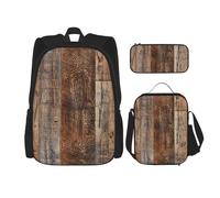 MDATT Mochila de madera marrón con fiambrera, mochila de anime, mochila escolar, mochila para tres personas, Black, Talla única, Juego de mochila escolar