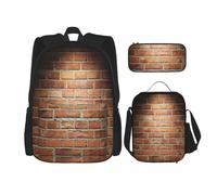 MDATT Mochila de pared de ladrillo con fiambrera, mochila de anime, mochila escolar, mochila para tres personas, Black, Talla única, Juego de mochila escolar