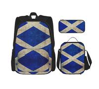 MDATT Mochila dorada brillante para niñas, mochilas escolares con lonchera y estuche 3 en 1, juego de bolsas escolares, Escocés, Talla única