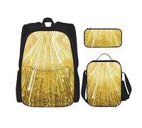 MDATT Mochila dorada brillante para niñas, mochilas escolares con lonchera y estuche 3 en 1, juego de bolsas escolares, Bling dorado, Talla única
